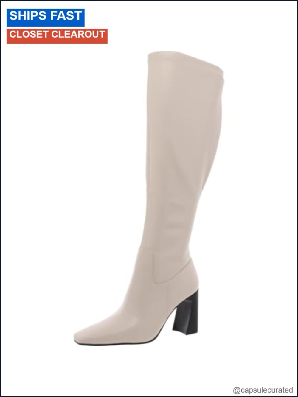 Steve Madden Lamarca Knee-High Equestrian Boots Square Toe Block Heel